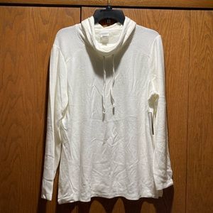 Chico’s Weekends Cozisoft Rib Mix Cowl color is Antique White. Size 2